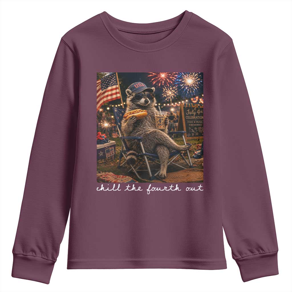 Funny Raccoon 4th of July Youth Sweatshirt Chill The Fourth Out