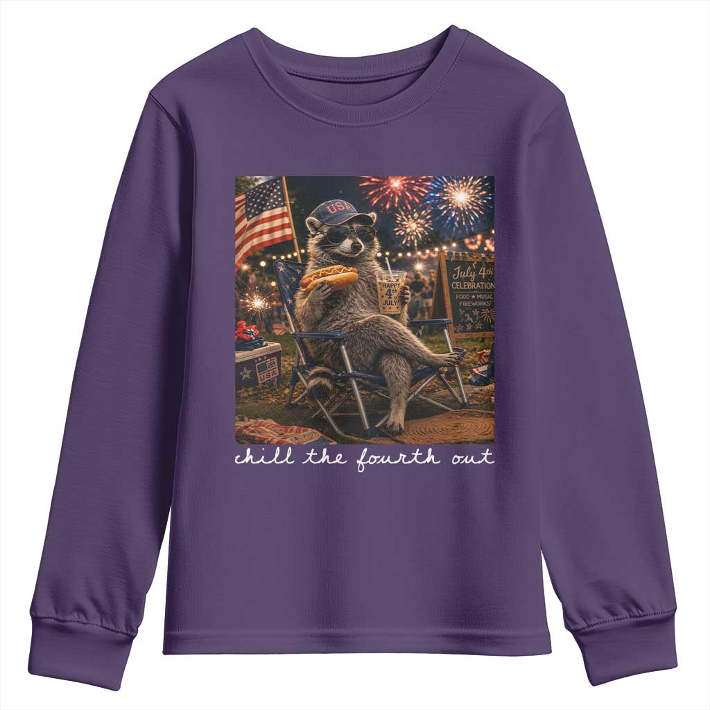 Funny Raccoon 4th of July Youth Sweatshirt Chill The Fourth Out