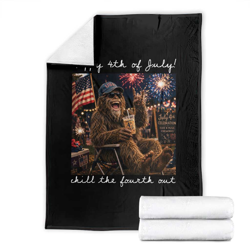4th of July Bigfoot Throw Blanket Patriotic Sasquatch American Flag Party Festival