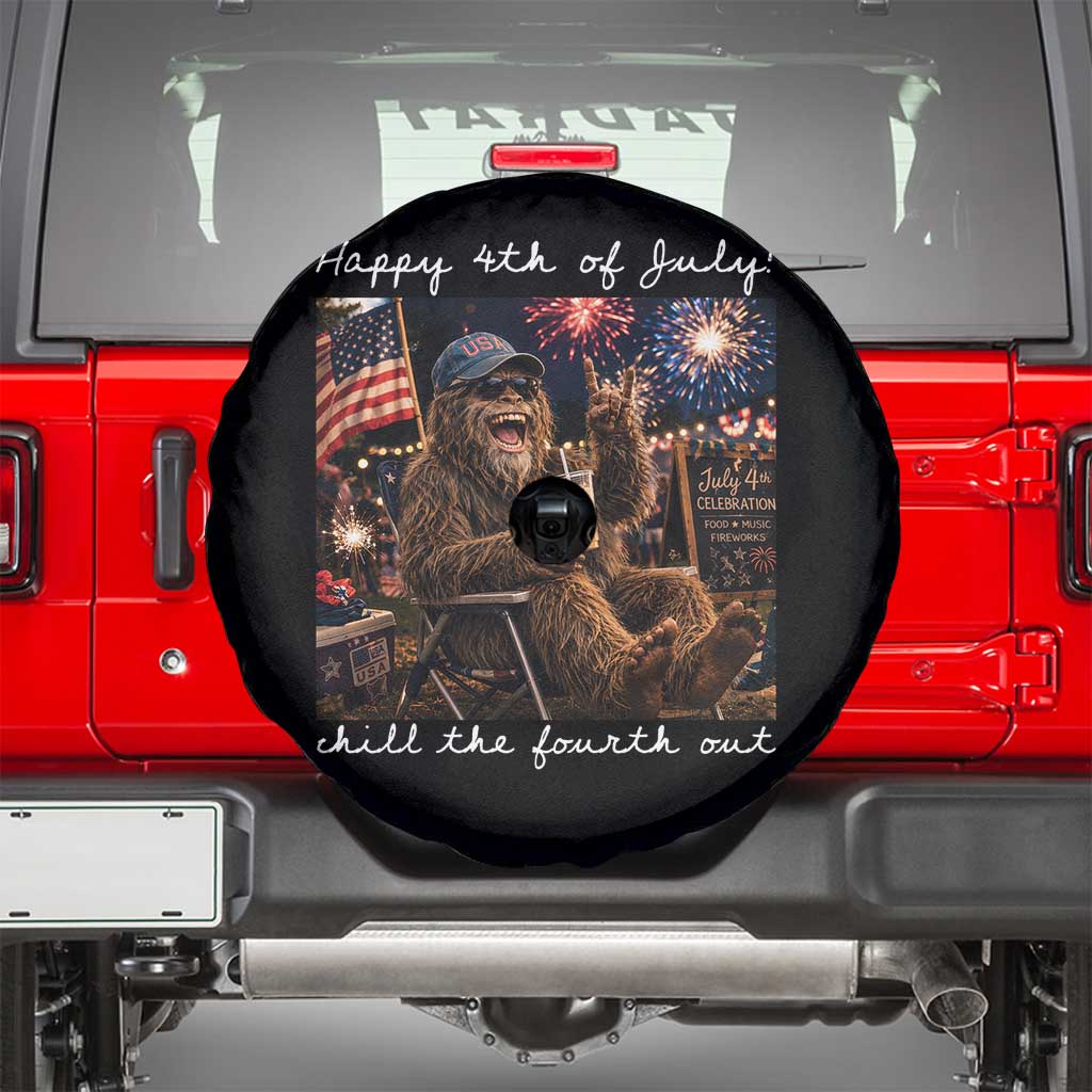 4th of July Bigfoot Spare Tire Cover Patriotic Sasquatch American Flag Party Festival