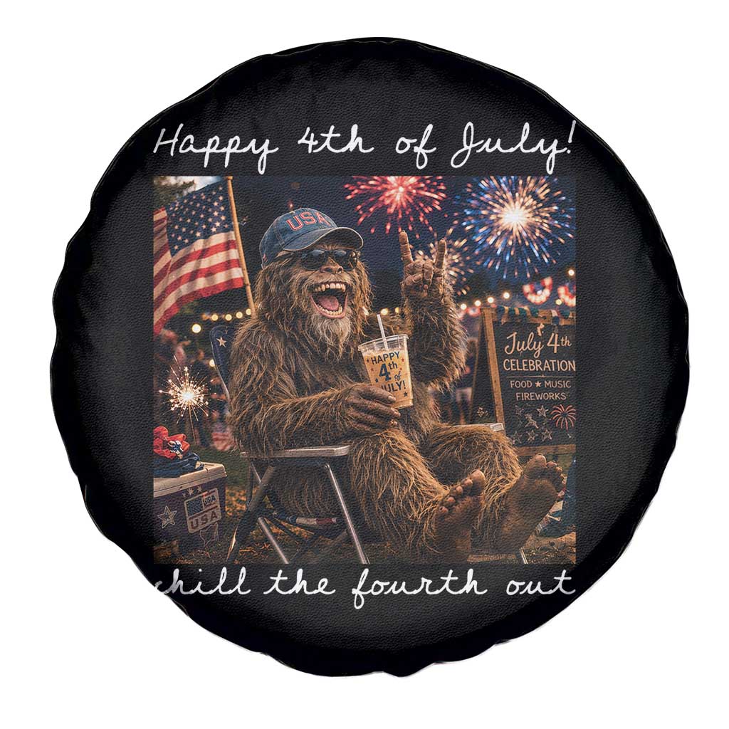 4th of July Bigfoot Spare Tire Cover Patriotic Sasquatch American Flag Party Festival