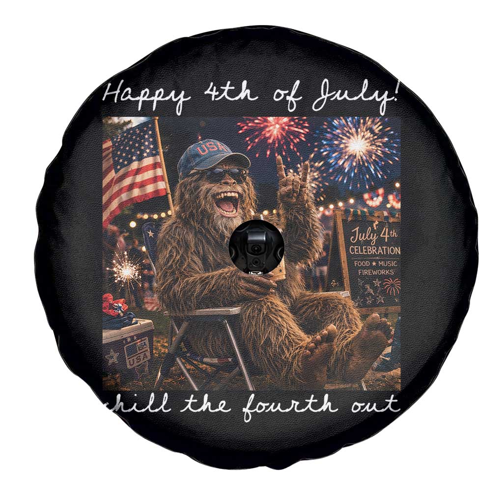 4th of July Bigfoot Spare Tire Cover Patriotic Sasquatch American Flag Party Festival