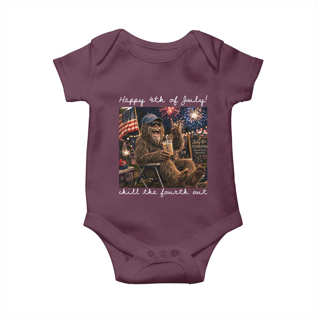 4th of July Bigfoot Baby Onesie Patriotic Sasquatch American Flag Party Festival