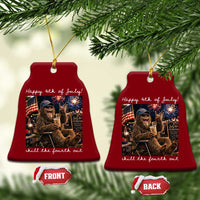 4th of July Bigfoot Ceramic Ornament Patriotic Sasquatch American Flag Party Festival