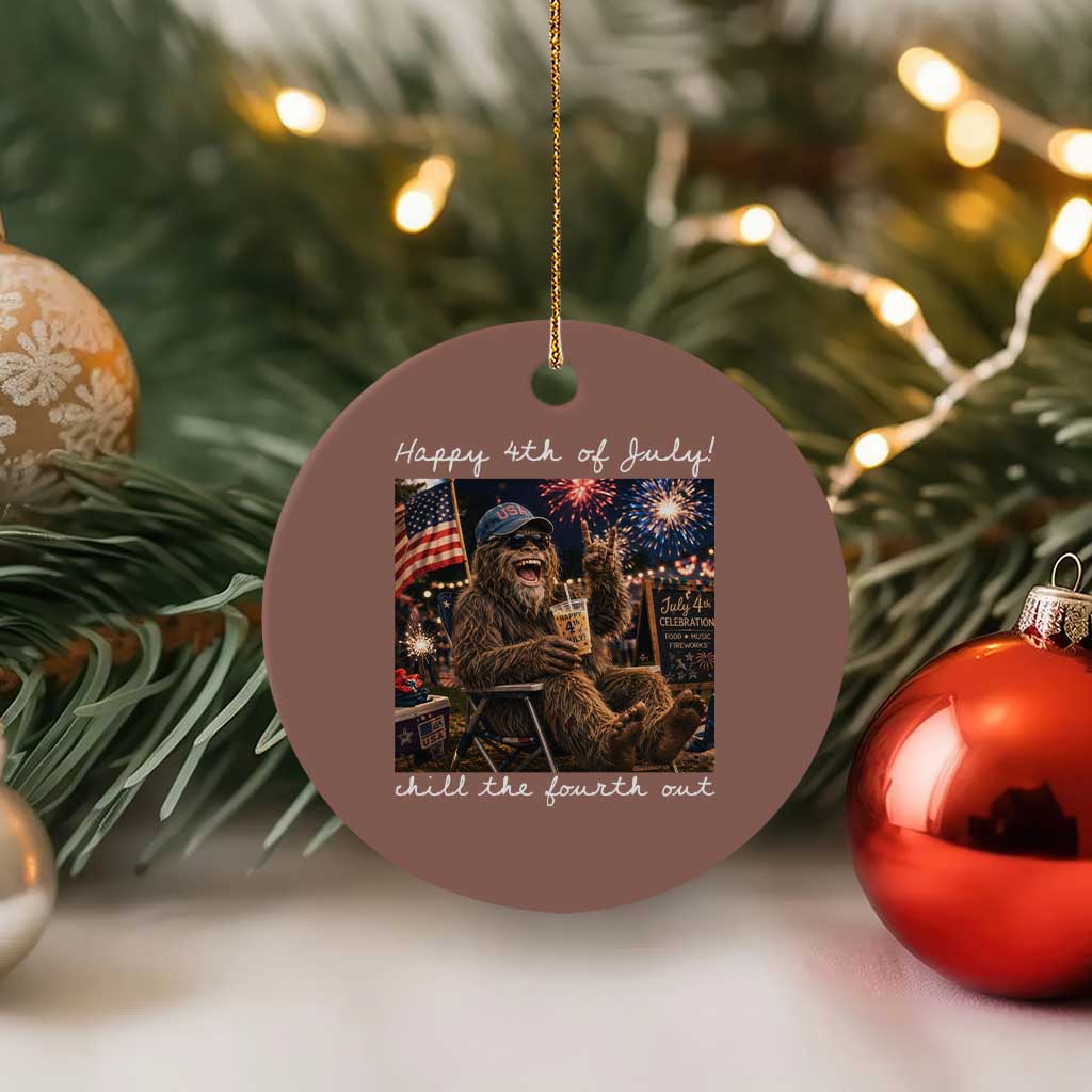 4th of July Bigfoot Ceramic Ornament Patriotic Sasquatch American Flag Party Festival