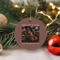 4th of July Bigfoot Ceramic Ornament Patriotic Sasquatch American Flag Party Festival