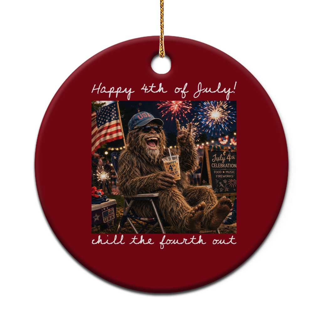 4th of July Bigfoot Ceramic Ornament Patriotic Sasquatch American Flag Party Festival