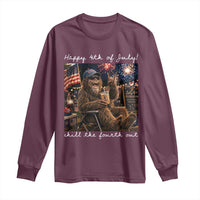 4th of July Bigfoot Long Sleeve Shirt Patriotic Sasquatch American Flag Party Festival