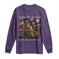 4th of July Bigfoot Long Sleeve Shirt Patriotic Sasquatch American Flag Party Festival