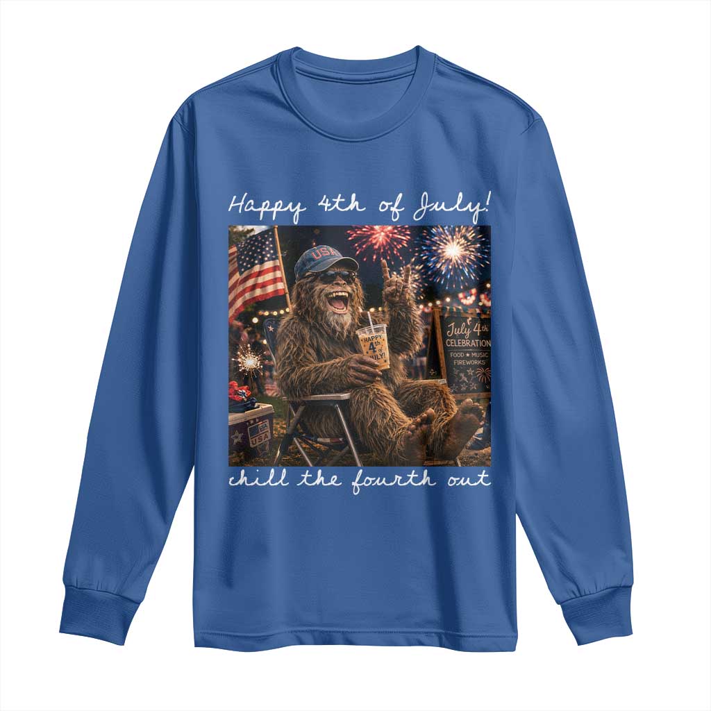 4th of July Bigfoot Long Sleeve Shirt Patriotic Sasquatch American Flag Party Festival