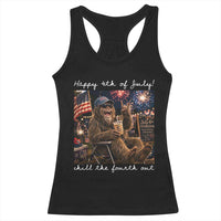 4th of July Bigfoot Racerback Tank Top Patriotic Sasquatch American Flag Party Festival