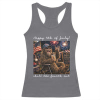 4th of July Bigfoot Racerback Tank Top Patriotic Sasquatch American Flag Party Festival