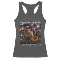 4th of July Bigfoot Racerback Tank Top Patriotic Sasquatch American Flag Party Festival