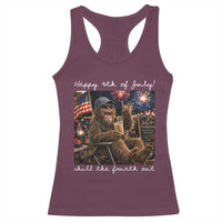 4th of July Bigfoot Racerback Tank Top Patriotic Sasquatch American Flag Party Festival