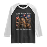 4th of July Bigfoot Raglan Shirt Patriotic Sasquatch American Flag Party Festival