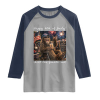 4th of July Bigfoot Raglan Shirt Patriotic Sasquatch American Flag Party Festival