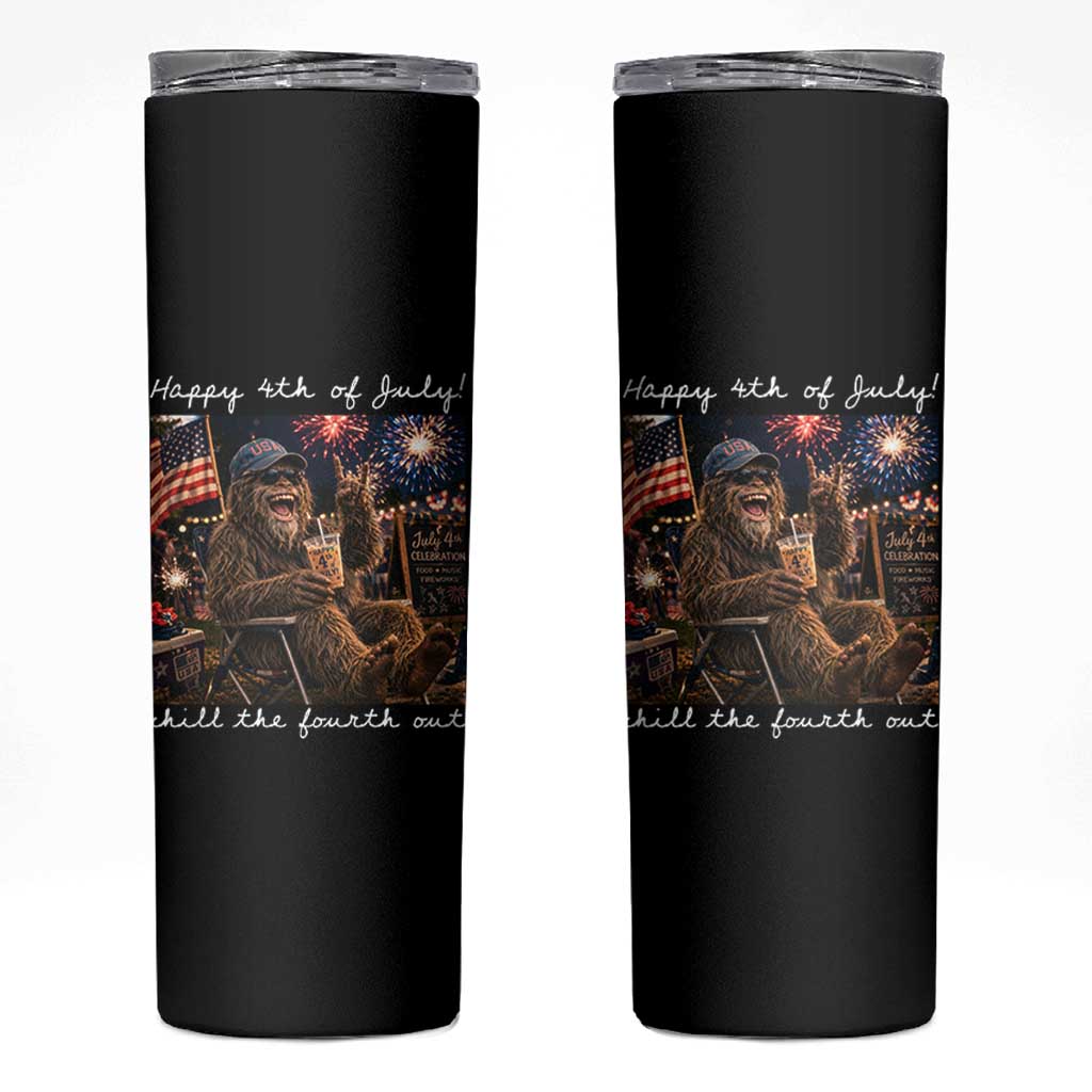 4th of July Bigfoot Skinny Tumbler Patriotic Sasquatch American Flag Party Festival