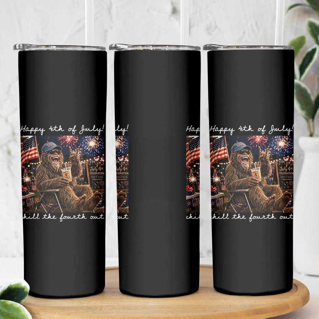 4th of July Bigfoot Skinny Tumbler Patriotic Sasquatch American Flag Party Festival