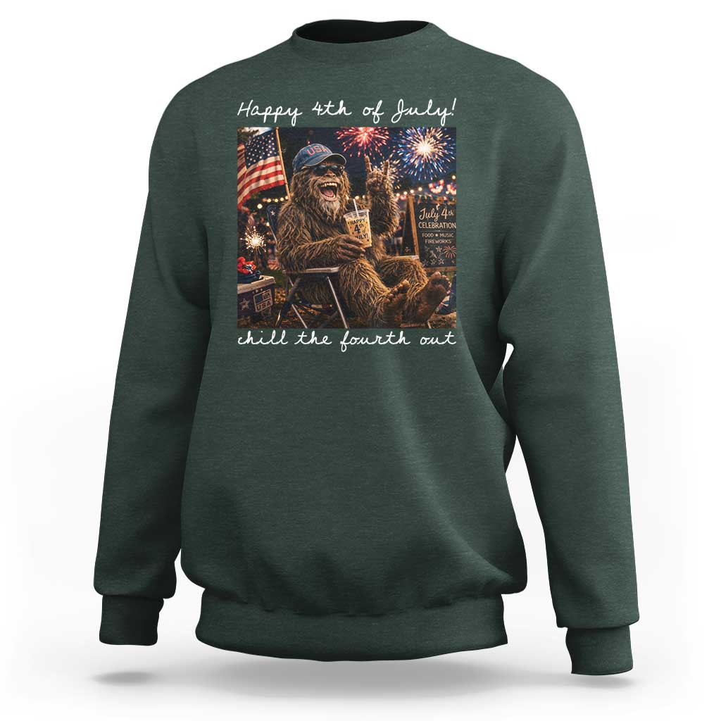 4th of July Bigfoot Sweatshirt Patriotic Sasquatch American Flag Party Festival