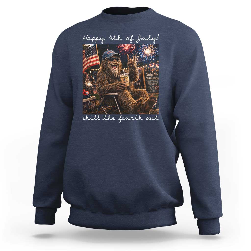 4th of July Bigfoot Sweatshirt Patriotic Sasquatch American Flag Party Festival