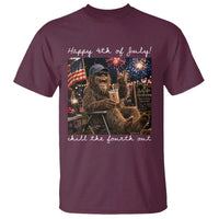 4th of July Bigfoot T Shirt Patriotic Sasquatch American Flag Party Festival