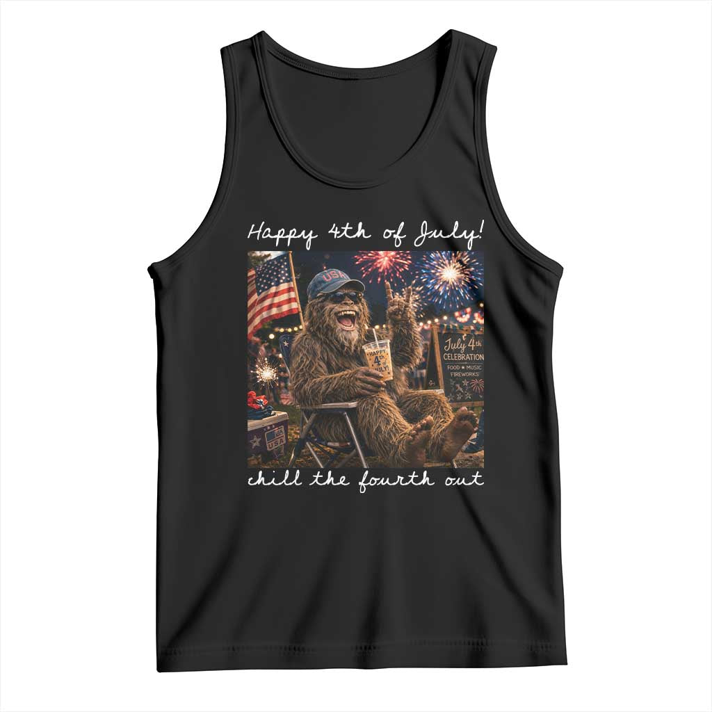 4th of July Bigfoot Tank Top Patriotic Sasquatch American Flag Party Festival