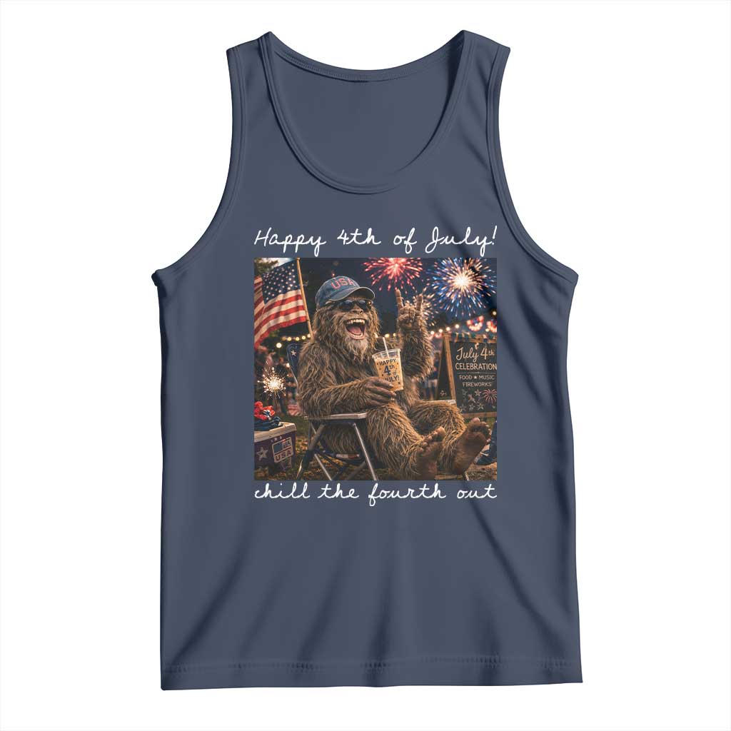 4th of July Bigfoot Tank Top Patriotic Sasquatch American Flag Party Festival