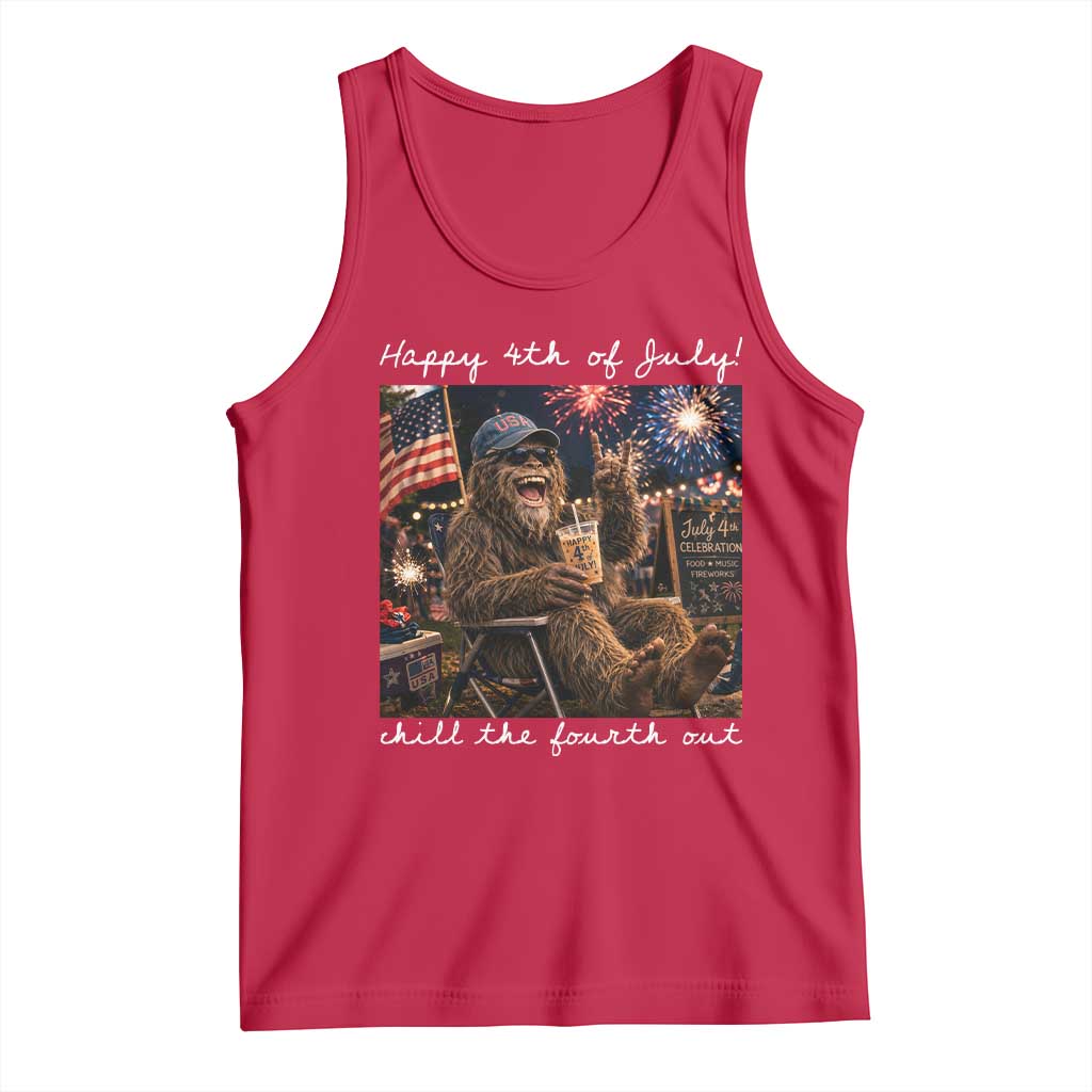 4th of July Bigfoot Tank Top Patriotic Sasquatch American Flag Party Festival