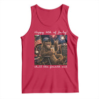 4th of July Bigfoot Tank Top Patriotic Sasquatch American Flag Party Festival