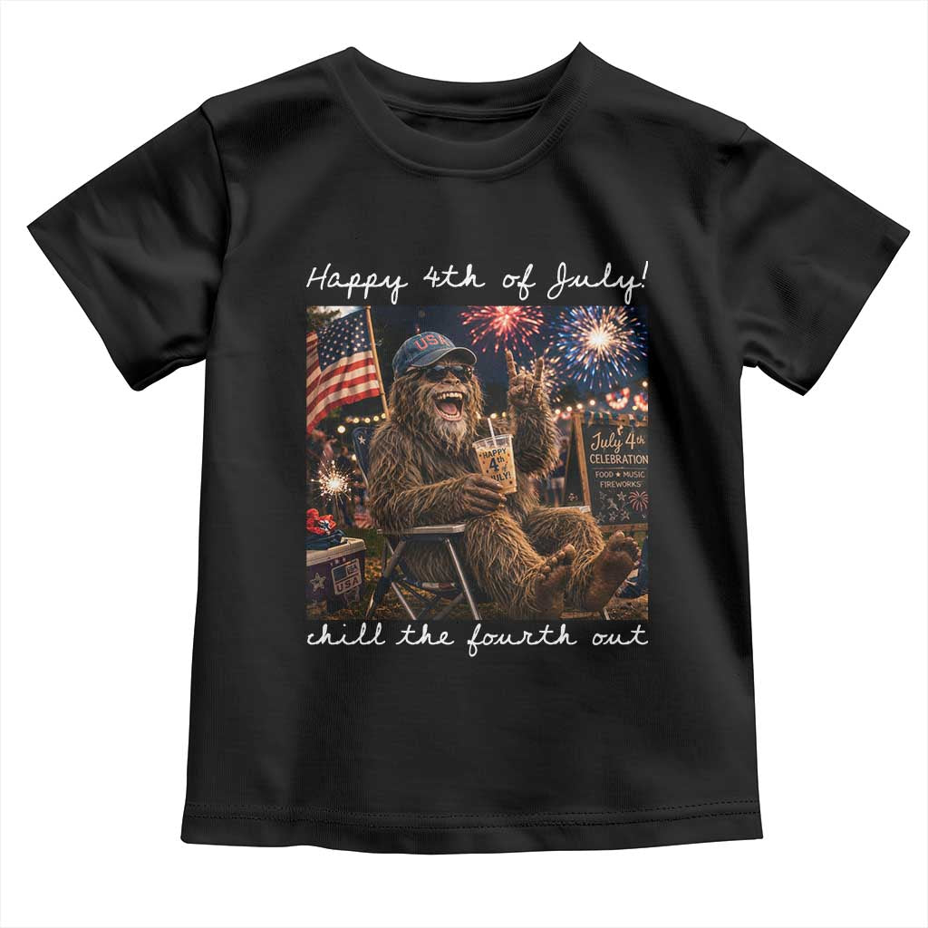 4th of July Bigfoot Toddler T Shirt Patriotic Sasquatch American Flag Party Festival
