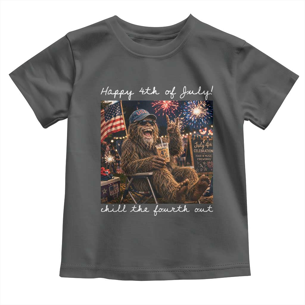 4th of July Bigfoot Toddler T Shirt Patriotic Sasquatch American Flag Party Festival