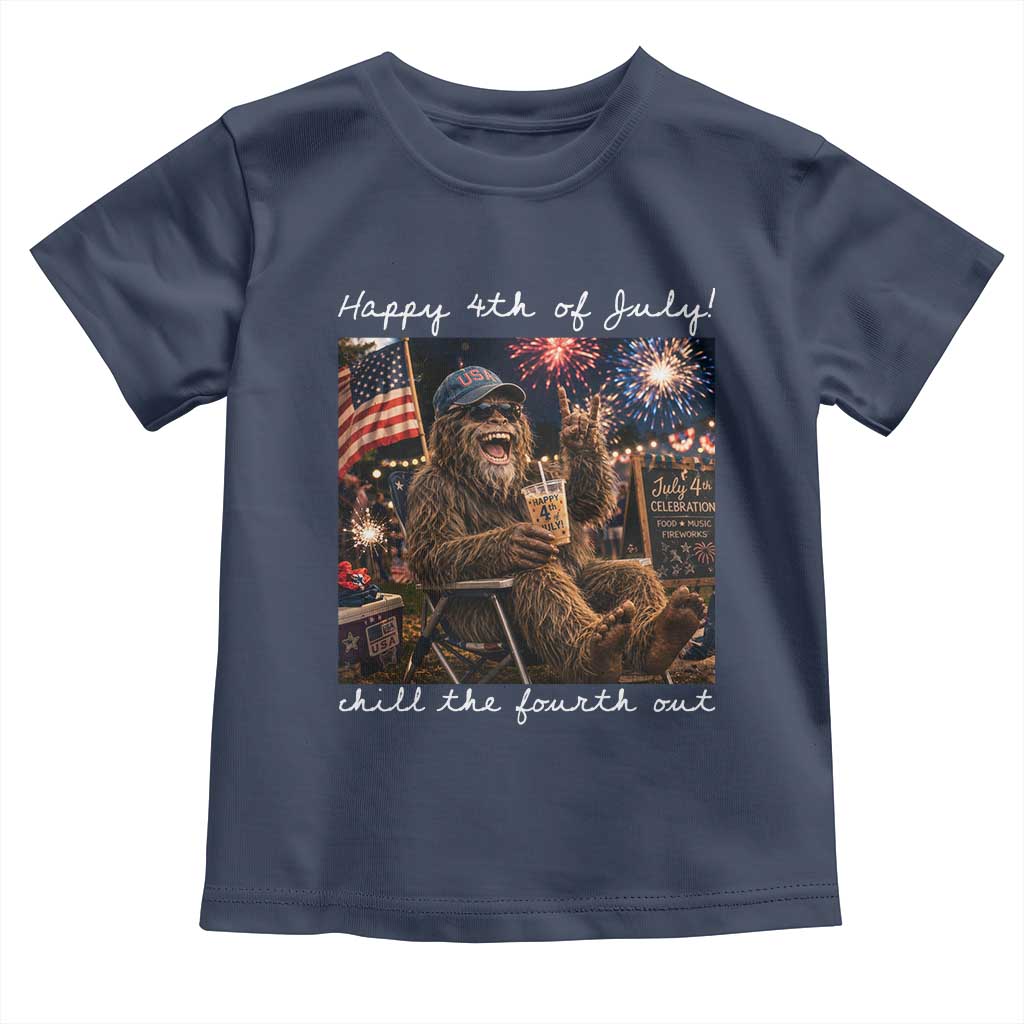 4th of July Bigfoot Toddler T Shirt Patriotic Sasquatch American Flag Party Festival