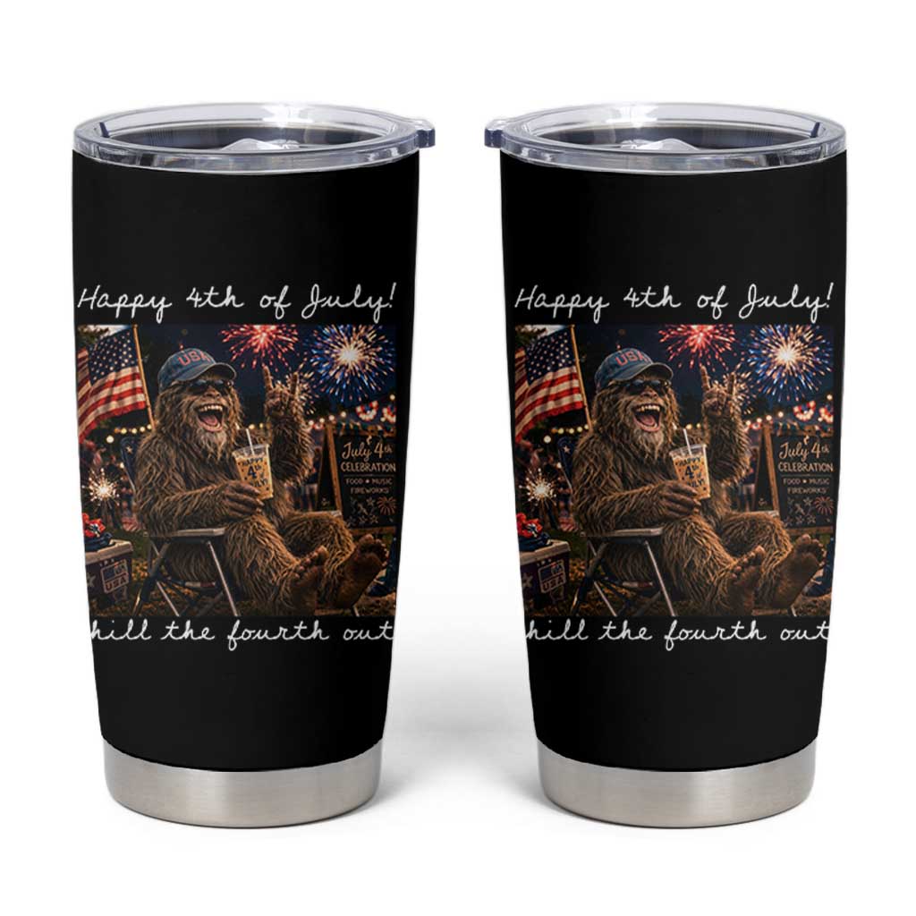 4th of July Bigfoot Tumbler Cup Patriotic Sasquatch American Flag Party Festival