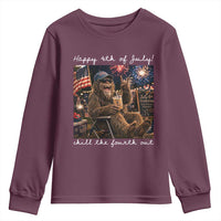 4th of July Bigfoot Youth Sweatshirt Patriotic Sasquatch American Flag Party Festival