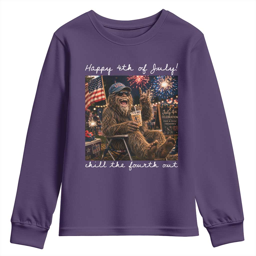 4th of July Bigfoot Youth Sweatshirt Patriotic Sasquatch American Flag Party Festival