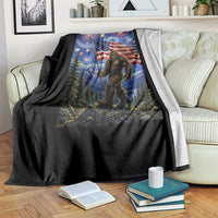 Bigfoot Patriotic 250 Years of Freedom Throw Blanket American USA Flag Stary Night