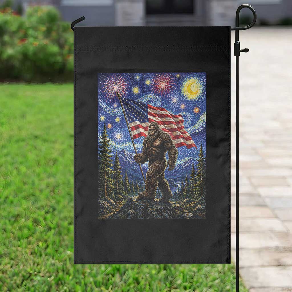 Bigfoot Patriotic 250 Years of Freedom Garden Flag American USA Flag Stary Night