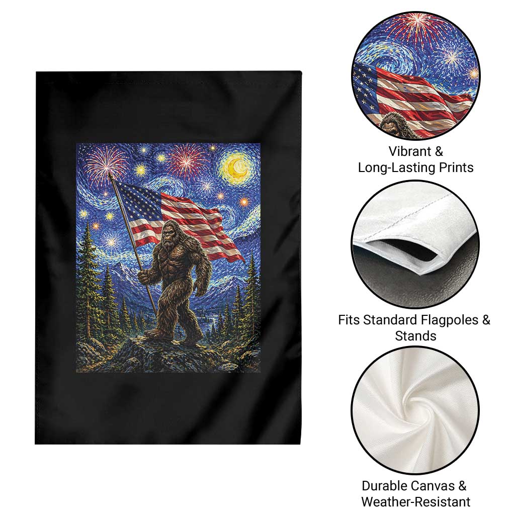 Bigfoot Patriotic 250 Years of Freedom Garden Flag American USA Flag Stary Night