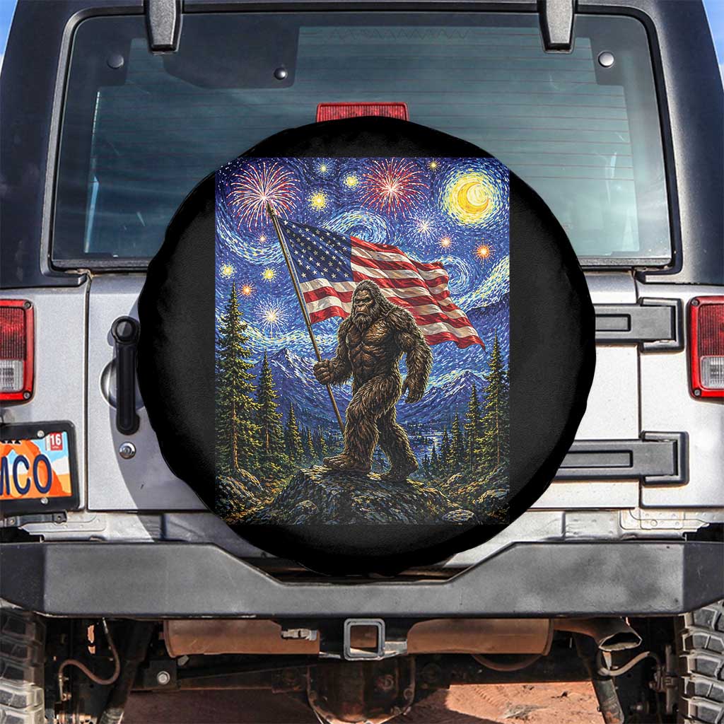Bigfoot Patriotic 250 Years of Freedom Spare Tire Cover American USA Flag Stary Night