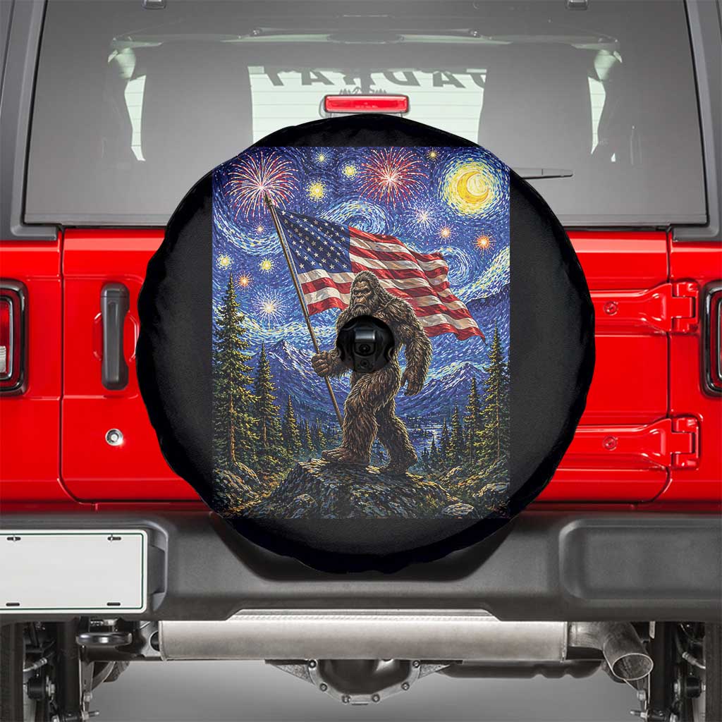 Bigfoot Patriotic 250 Years of Freedom Spare Tire Cover American USA Flag Stary Night