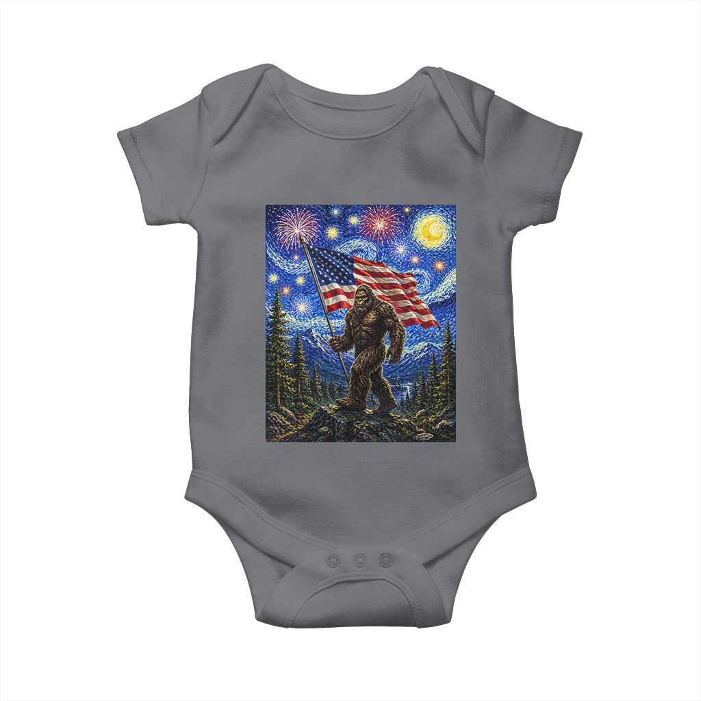 Bigfoot Patriotic 250 Years of Freedom Baby Onesie American USA Flag Stary Night