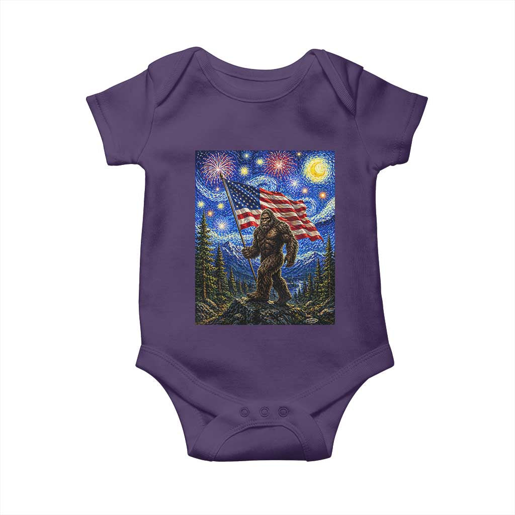 Bigfoot Patriotic 250 Years of Freedom Baby Onesie American USA Flag Stary Night