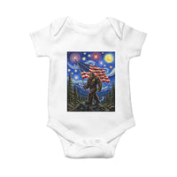 Bigfoot Patriotic 250 Years of Freedom Baby Onesie American USA Flag Stary Night