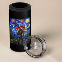 Bigfoot Patriotic 250 Years of Freedom 4 in 1 Can Cooler Tumbler American USA Flag Stary Night