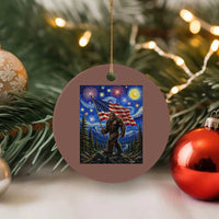 Bigfoot Patriotic 250 Years of Freedom Ceramic Ornament American USA Flag Stary Night