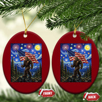 Bigfoot Patriotic 250 Years of Freedom Ceramic Ornament American USA Flag Stary Night