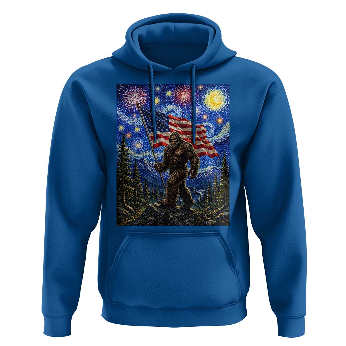 Bigfoot Patriotic 250 Years of Freedom Hoodie American USA Flag Stary Night