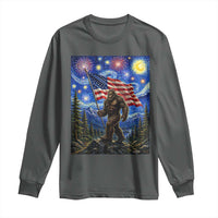 Bigfoot Patriotic 250 Years of Freedom Long Sleeve Shirt American USA Flag Stary Night