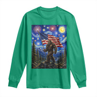 Bigfoot Patriotic 250 Years of Freedom Long Sleeve Shirt American USA Flag Stary Night