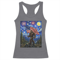 Bigfoot Patriotic 250 Years of Freedom Racerback Tank Top American USA Flag Stary Night